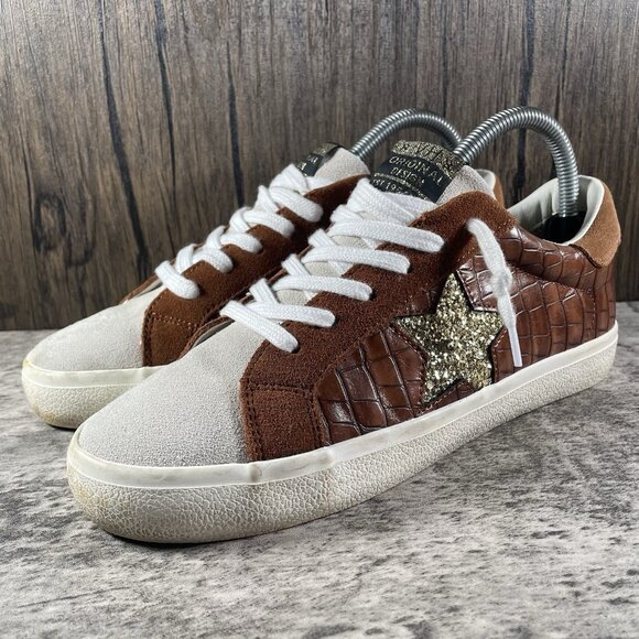 Vintage Havana Punch Sneaker Brown Croco Size 8 Slip On Leather Detail Sequence - Picture 2 of 10